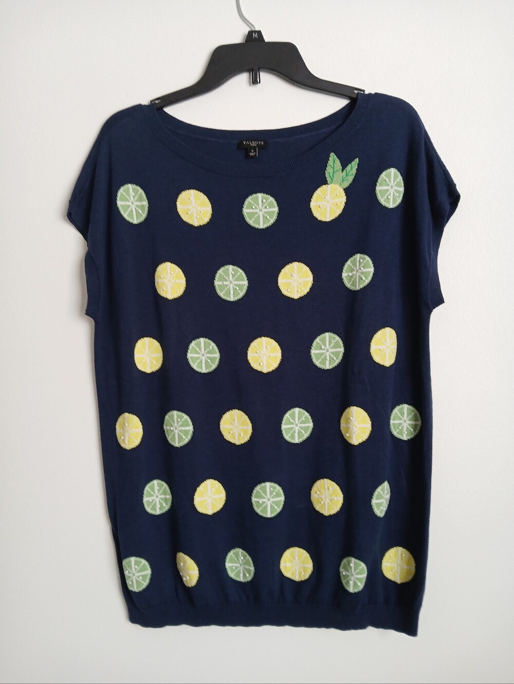 Talbots Woman Blue w Lemon Pattern Top Size X